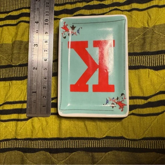 “K” & Floral Ceramic Trinket Tray Bundle - Picture 7 of 9